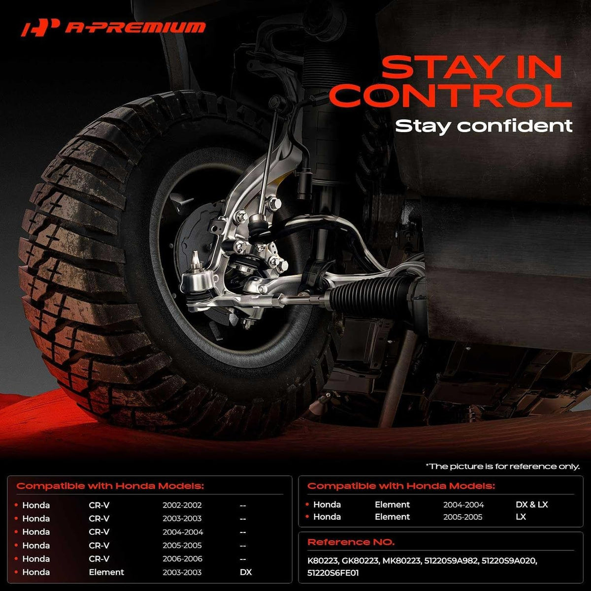 A-Premium Front Lower Ball Joint, Compatible with Honda