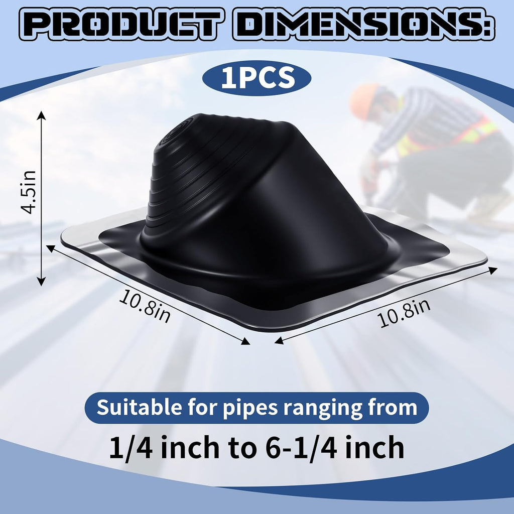 1 Pcs Black Epdm Square High Pitch Roof Flashing for Chimney Pipe