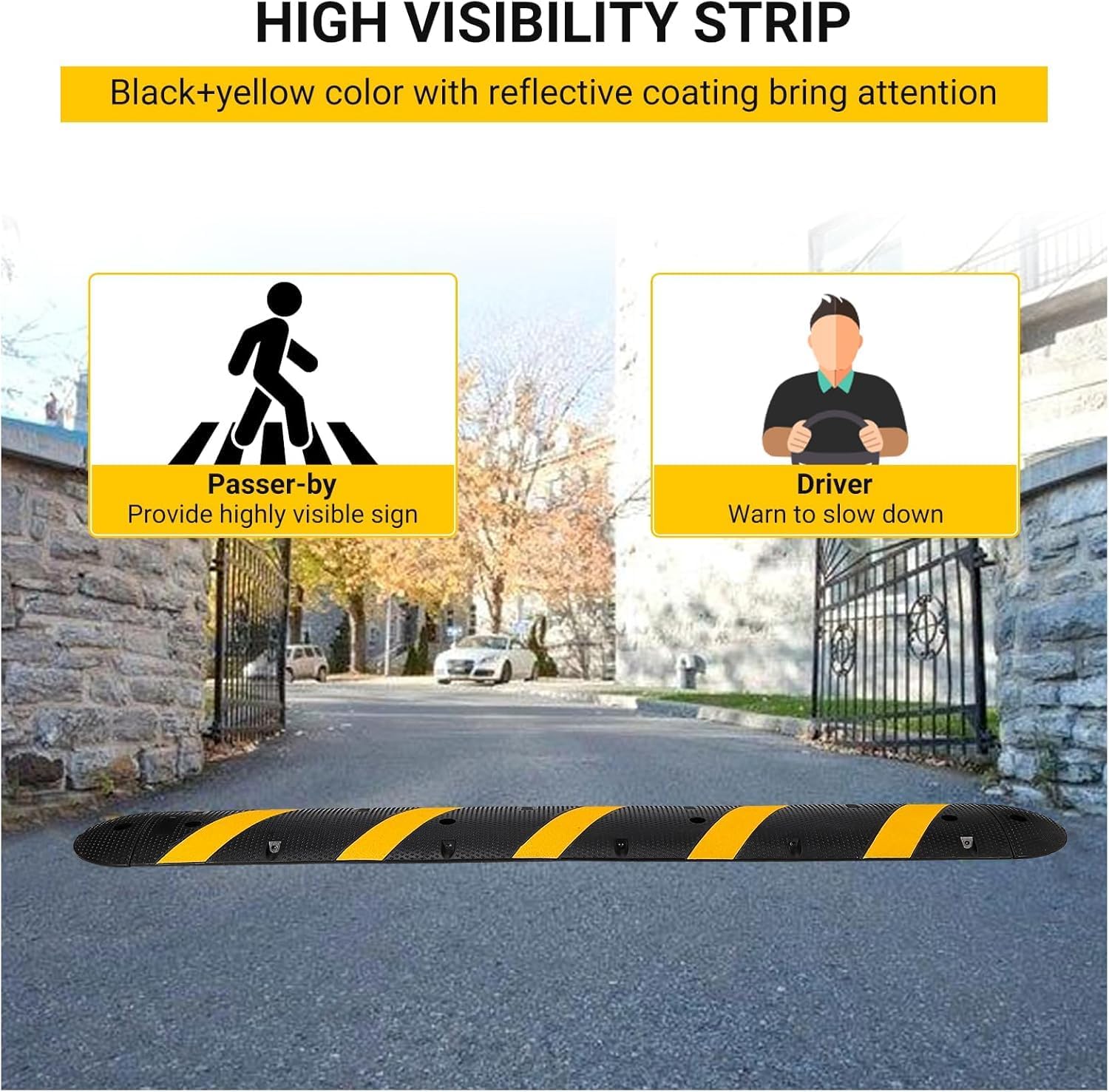 6FT Heavy-Duty Rubber Speed Bumps-2 Packs, 66000 LB Capacity Driveway Speed Bump with Bolts for Parking Lots, Roads
