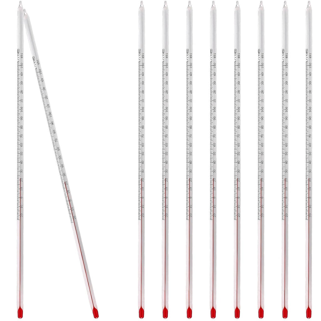 10 Pcs General Purpose Lab Thermometer 12 Inch Total Glass, Clear