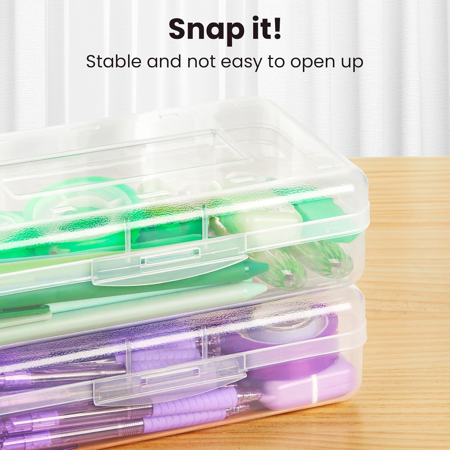 6 Pack Pencil Box, Hard Pencil Boxes for School Supplies Bulk | Large Plastic Pencil Case with Lid, Clear Pencil