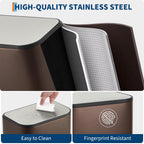 Brown Kitchen Trash Can, 5.3 Gal Stainless Steel Garbage Can