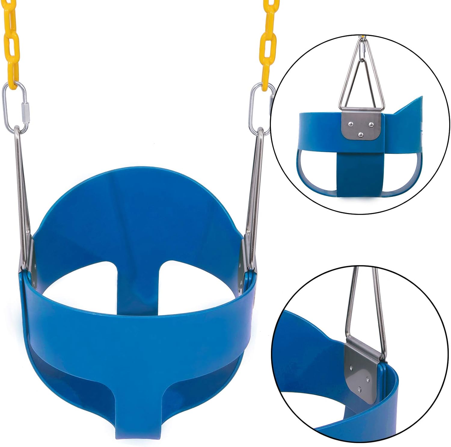 Toddler High Back Full Bucket Swing Seat Kids Swing Set Accessories with 66 in Coated Chain,2PCS Snap Hooks & 2PCS