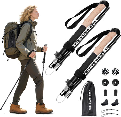 Trekking Poles Aviation Grade Aluminum Alloy-Strong Lightweight Collapsible Walking Sticks for Hiking Poles for