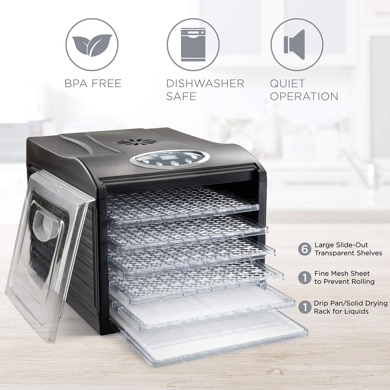 6 Tray Food Dehydrator for Beef Jerky, Digital Timer