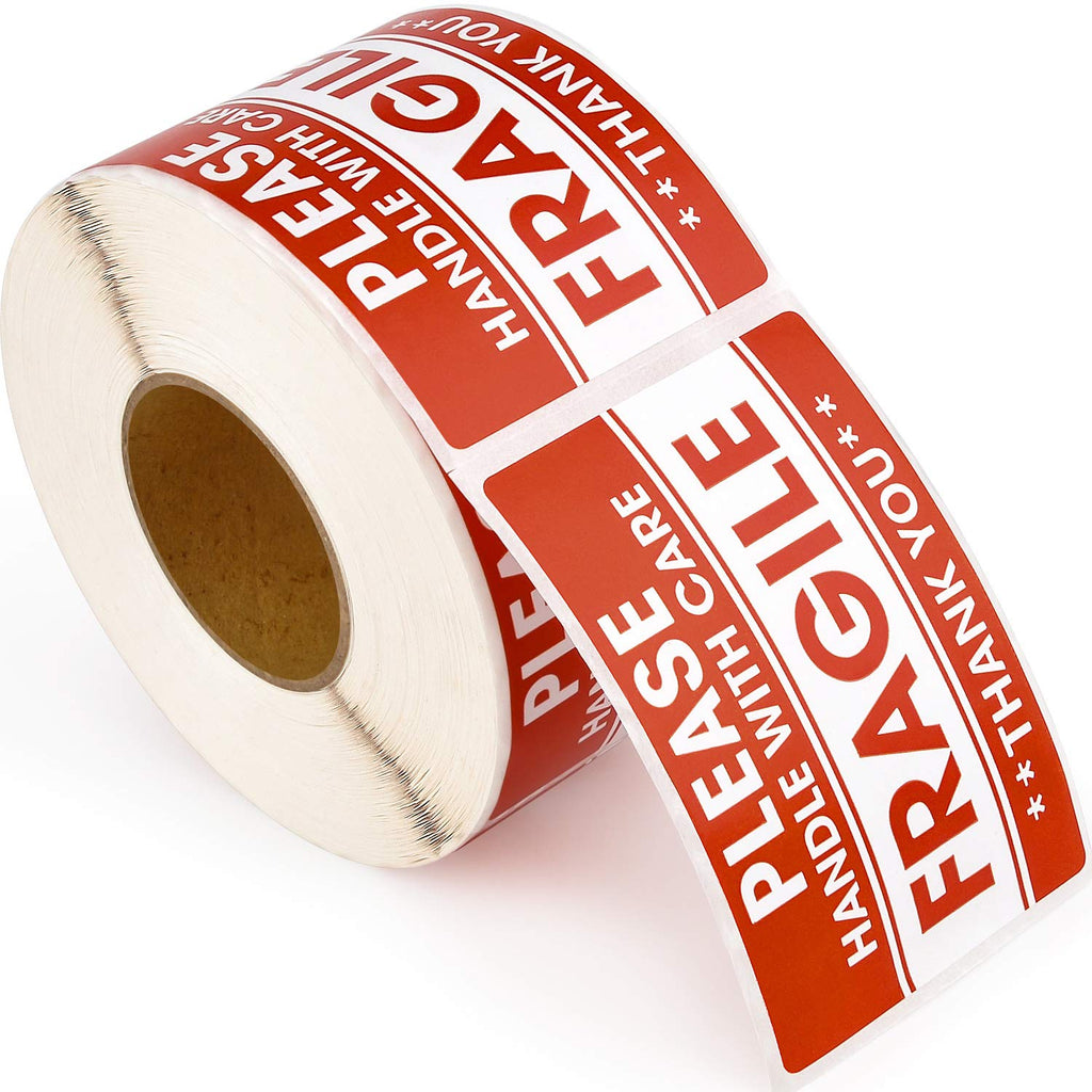 2"x 3" Fragile Stickers 500 Labels Per Roll Strong Adhesive (Handle with Care,Do Not Drop,Thank You) Labels for