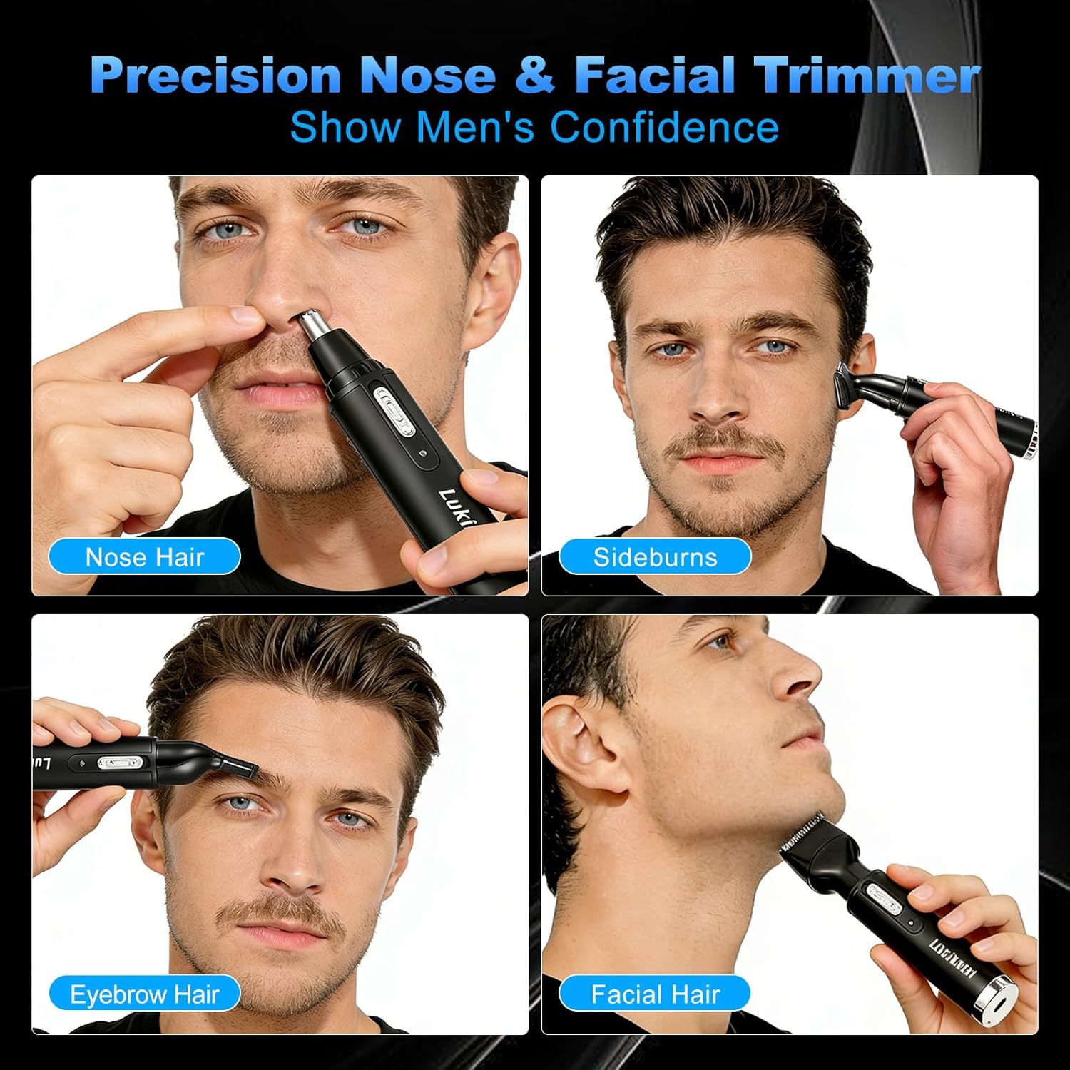 Rechargeable Ear and Nose Hair Trimmer, 4-in-1 Professional Painless Eyebrow & Facial Hair Trimmer for Men Women