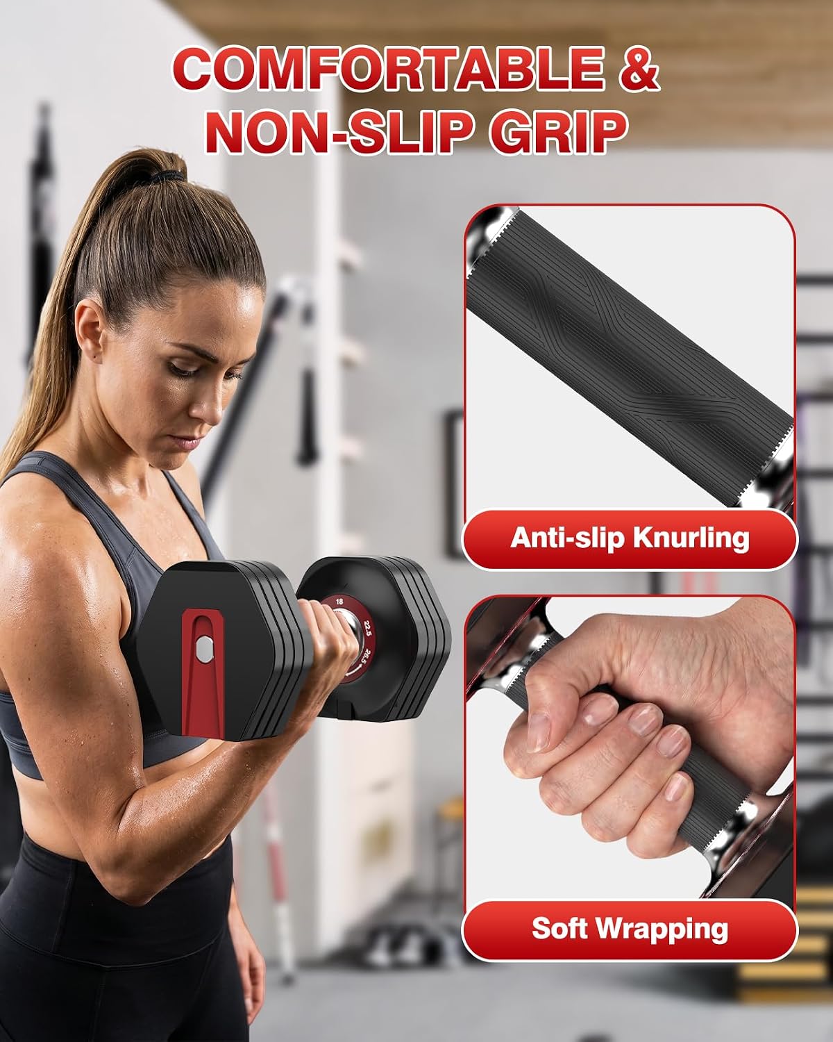 Adjustable Dumbbell Set, All in One Weights Dumbbell with Non-Slip Handle, 1 Hand Quick Adjust weight set for Home Gym