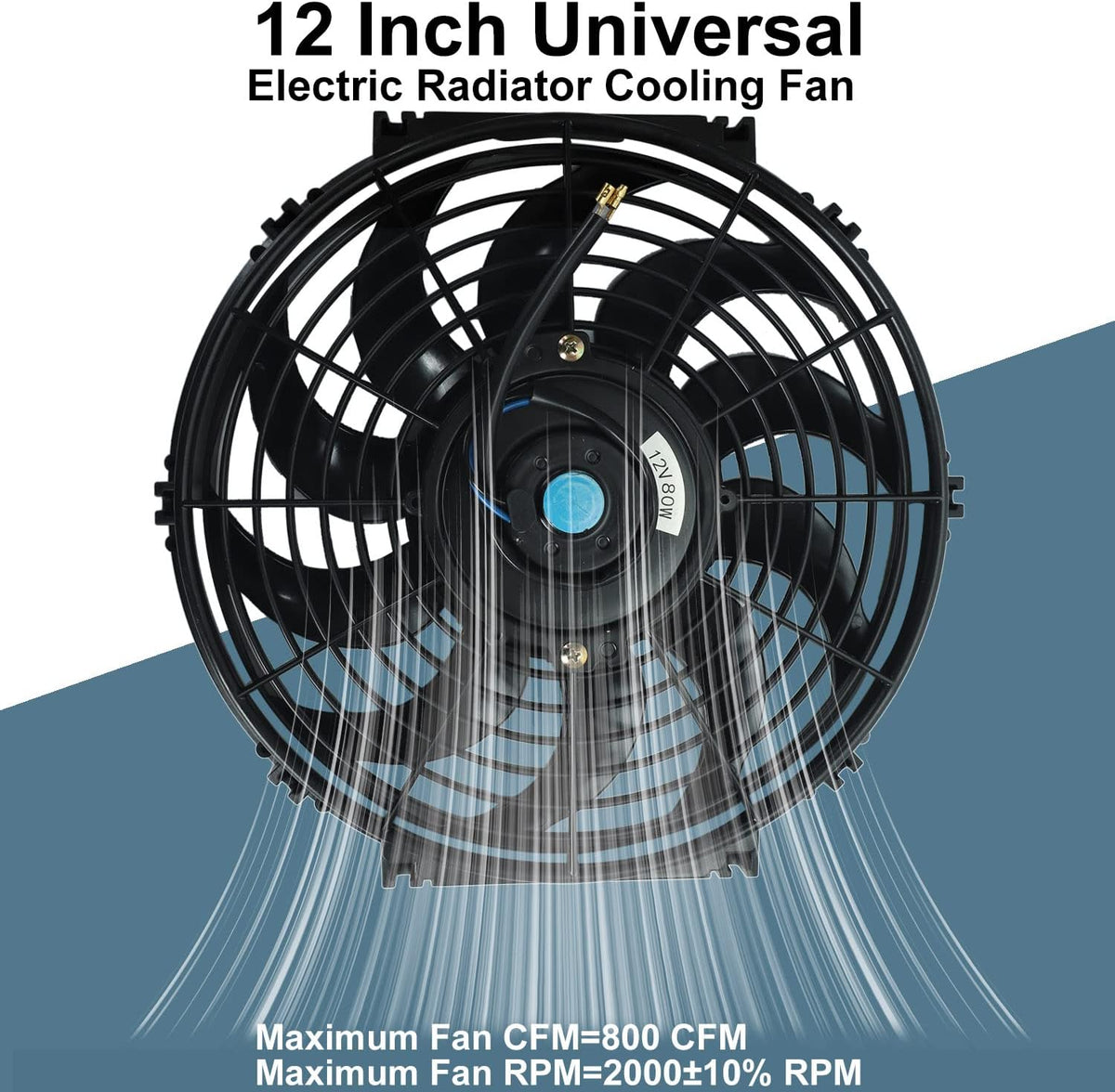 12" inch Slim Fan Pull Electric Radiator Cooling Fans 12V Mount Kit Unversal Black