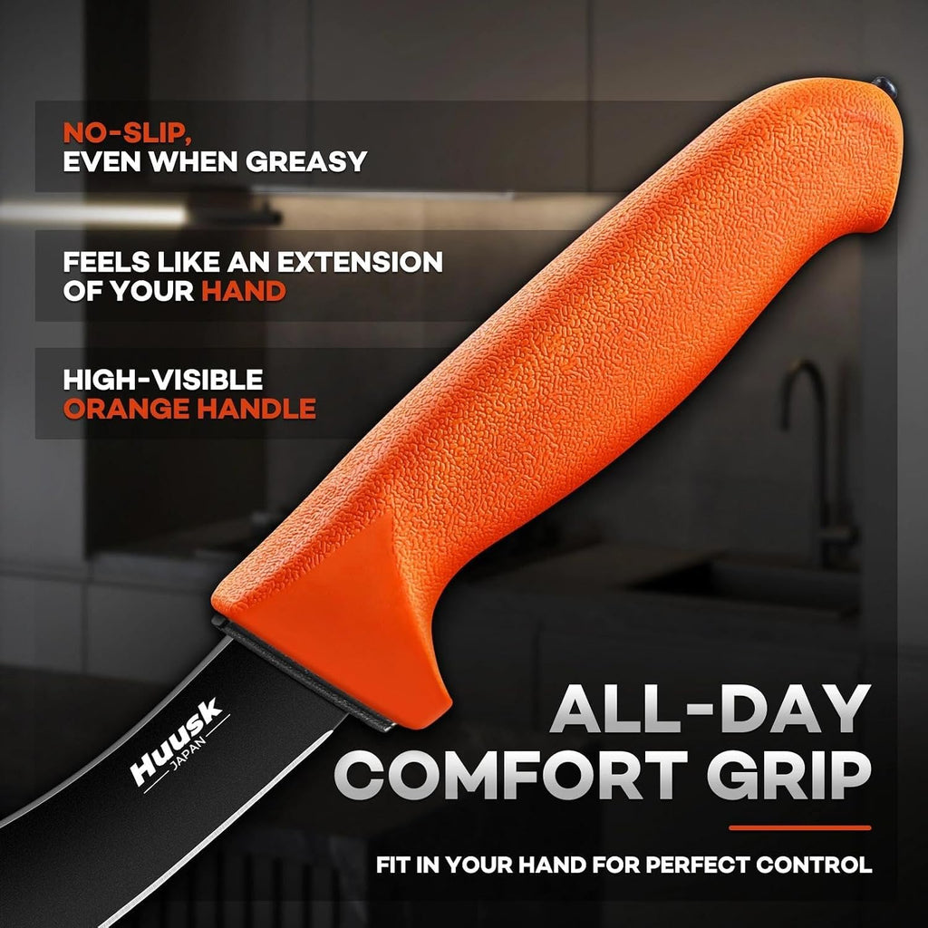 Skinning Knife for Hunting - 5" Curved Oval Game Processing Knives | Premium German Stainless Steel, Non‑Slip