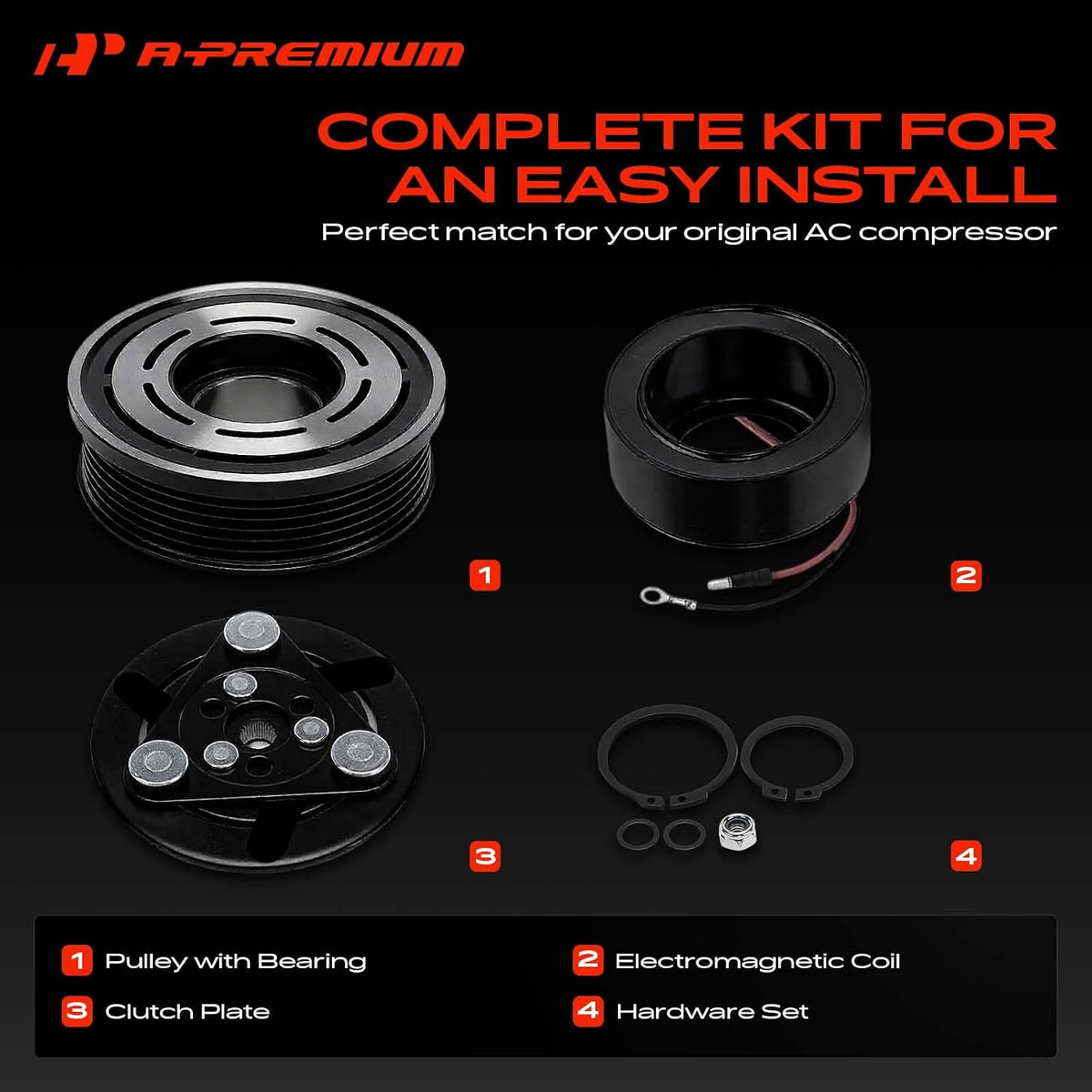 A-Premium Air Conditioner AC Compressor Clutch Kit