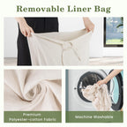 Corner Bamboo Laundry Hamper with Lid and Removable Liner, Bamboo