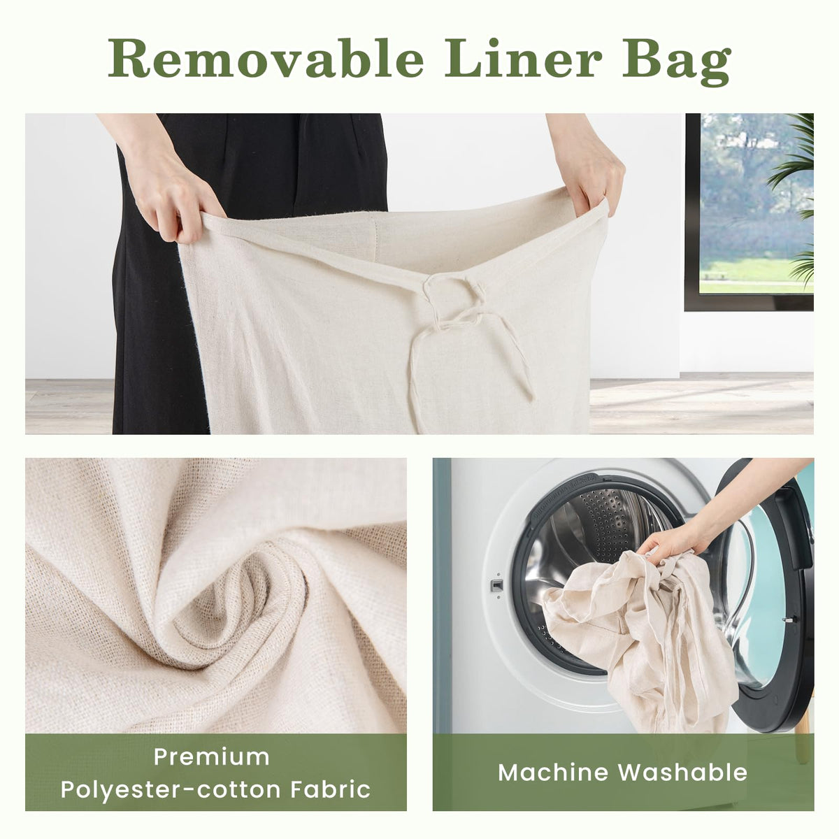 Corner Bamboo Laundry Hamper with Lid and Removable Liner, Bamboo