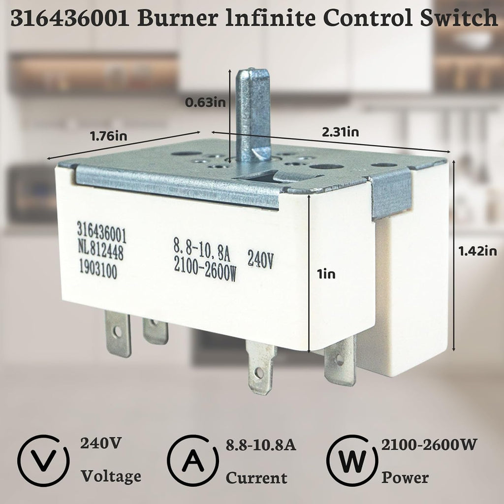 316436001 Range Stove Element Burner Switch Fits for Frigidaire Ranges