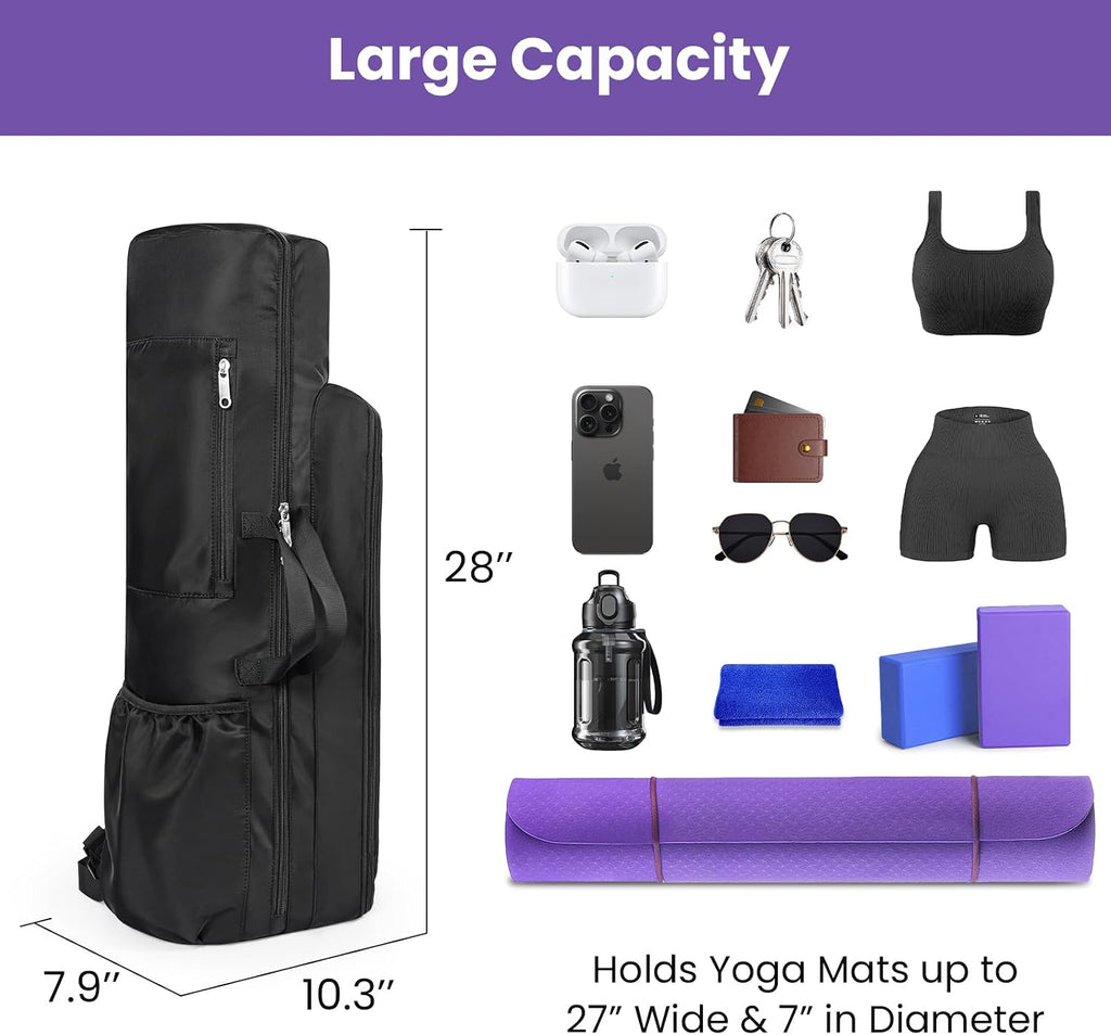 Yoga Mat Bag Backpack for Women and Men with Multi-Pockets for Mats Blocks and Accessories, Waterproof Yoga Mat