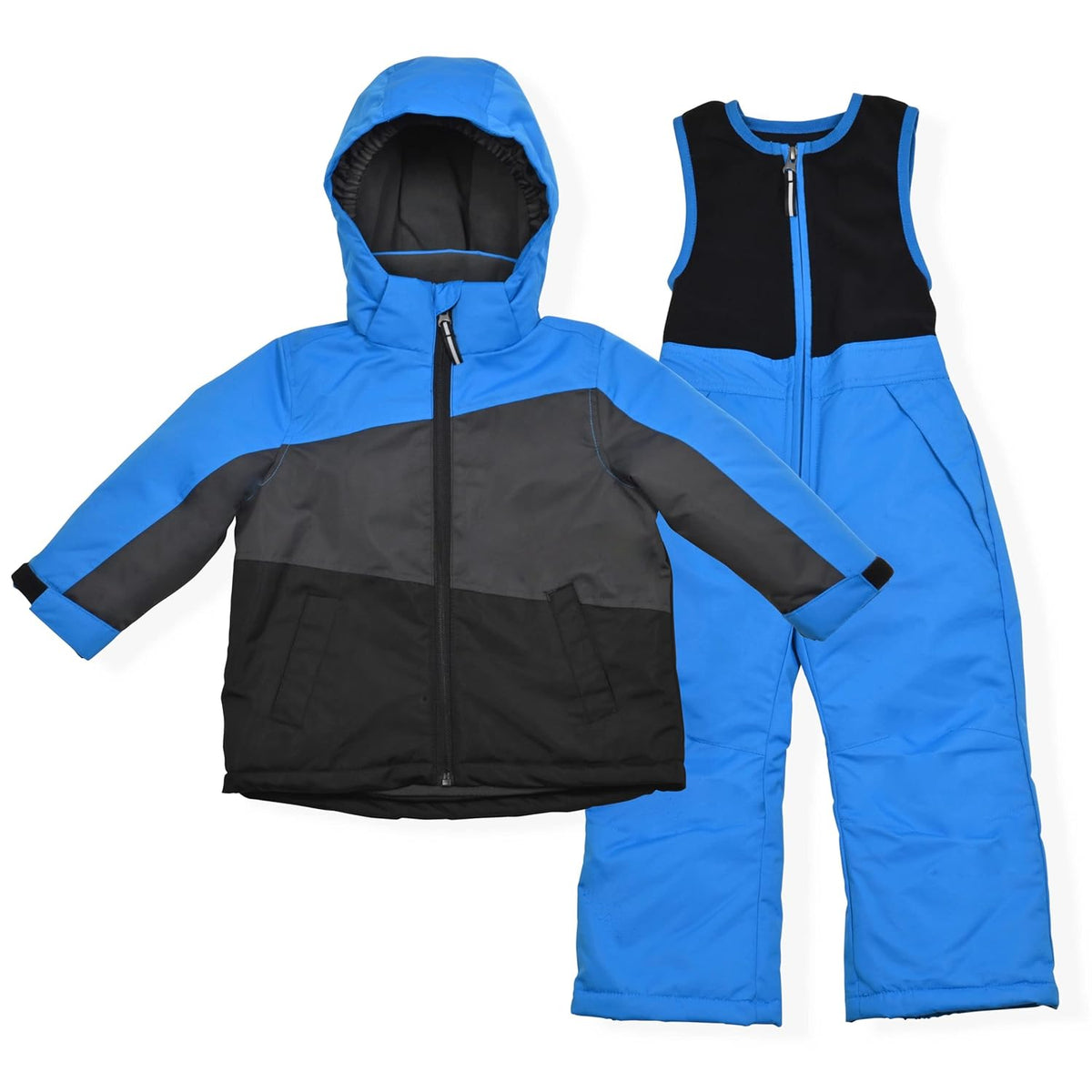 Boys Ski Jacket and Snowbib Snowsuit Set 2 Piece Zip Up Jacket and Overall Snowsuit Set, Color-Blocked, Shadow Blue, 4