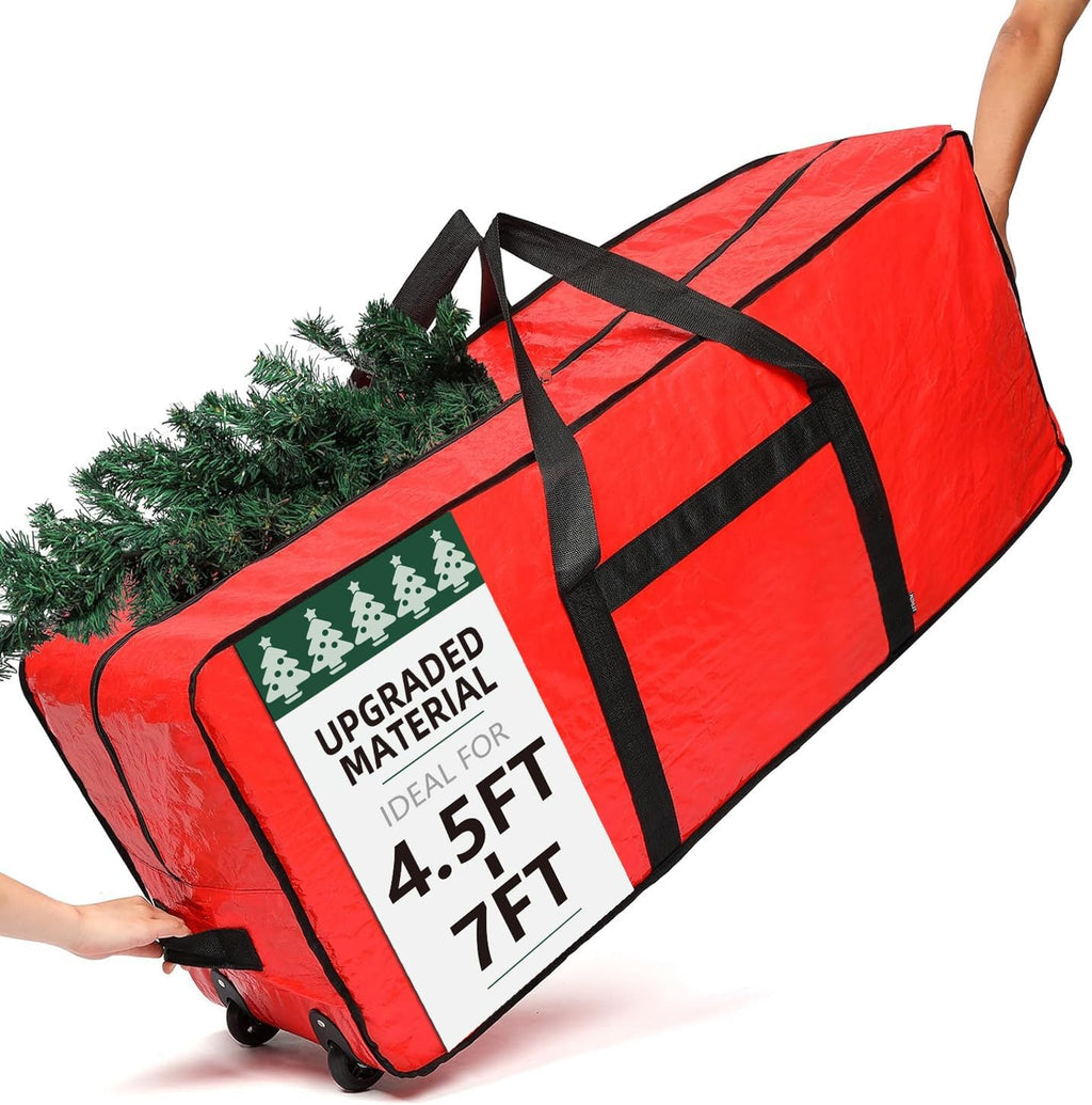 Christmas Tree Storage Bag, Fits for 4.5-7 ft Xmas Artificials | Zippered Bag with Reinforced Carrying Handles and