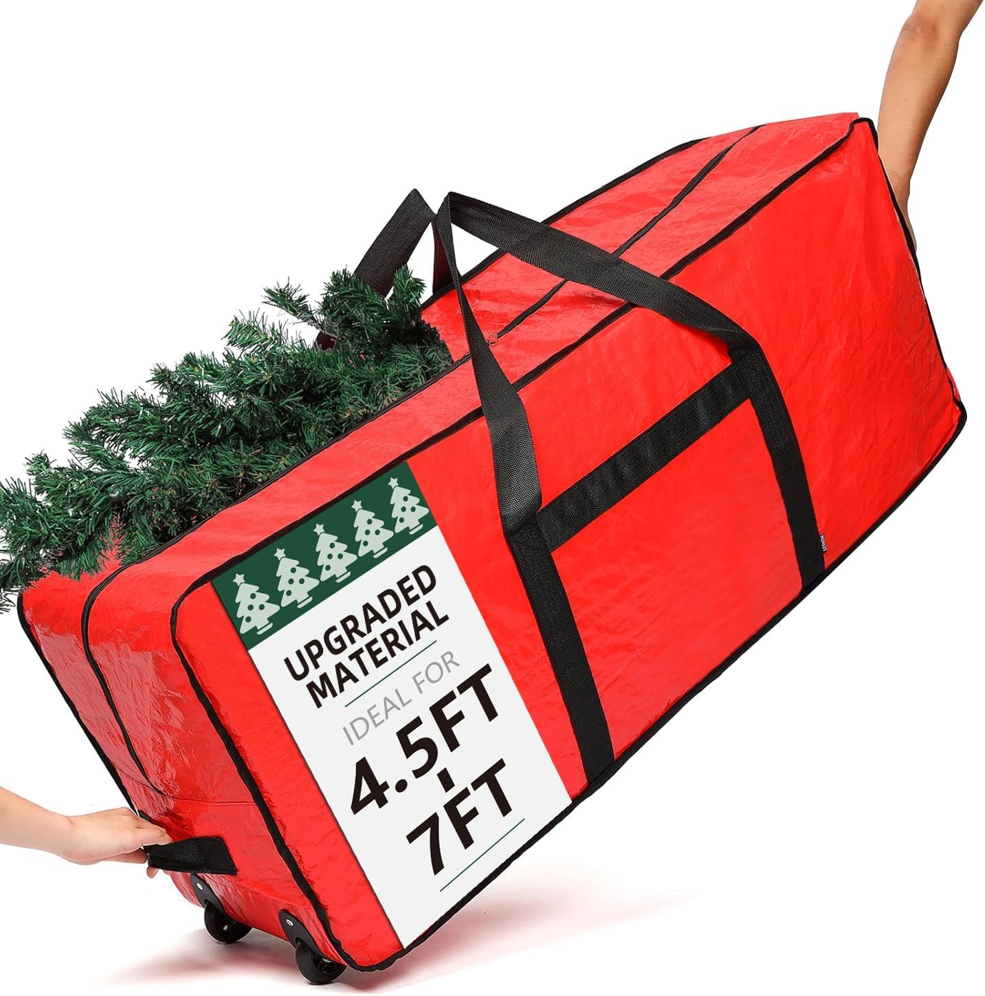 Christmas Tree Storage Bag, Fits for 4.5-7 ft Xmas Artificials | Zippered Bag with Reinforced Carrying Handles and