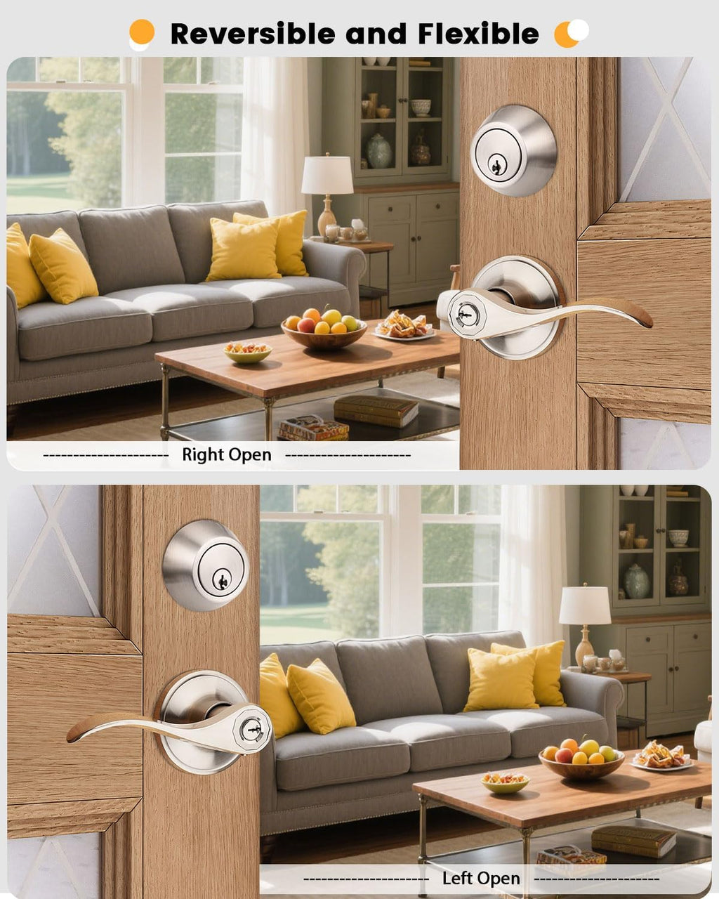 Keyed Alike Front Door Exterior Door Lever Lockset with Single Cylinder Deadbolt Combination Set, Door Knob with Lock