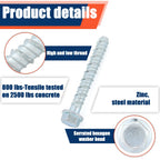 40 Pack 1/2 x 4 Concrete Anchors and Screw Kits Galvanized
