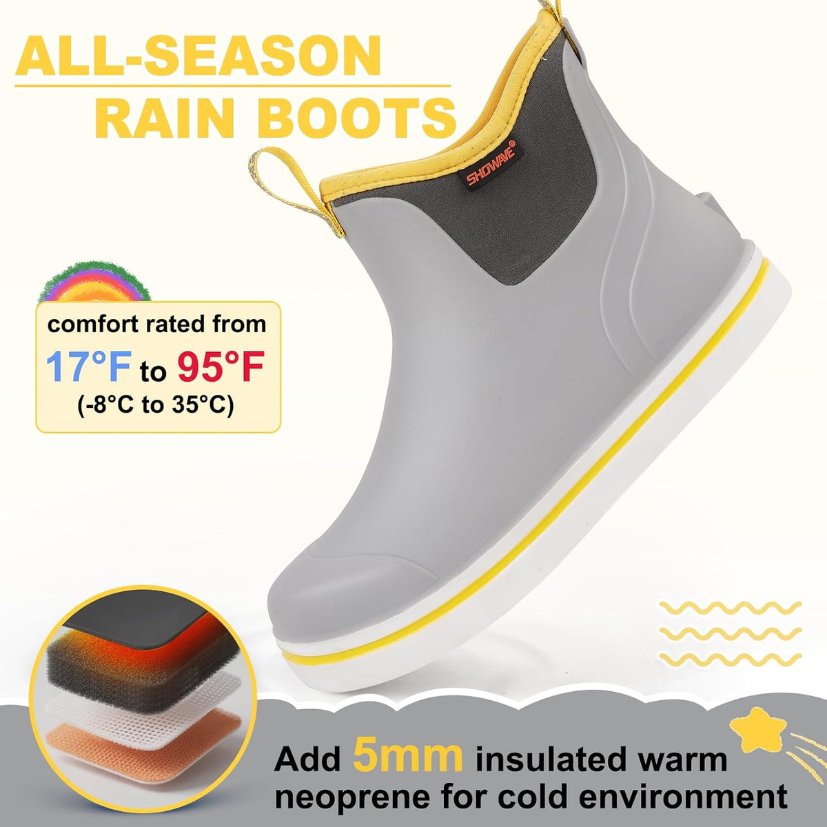 Rain Boots Kids Waterproof Deck Boots Girls Boys Mud Booties