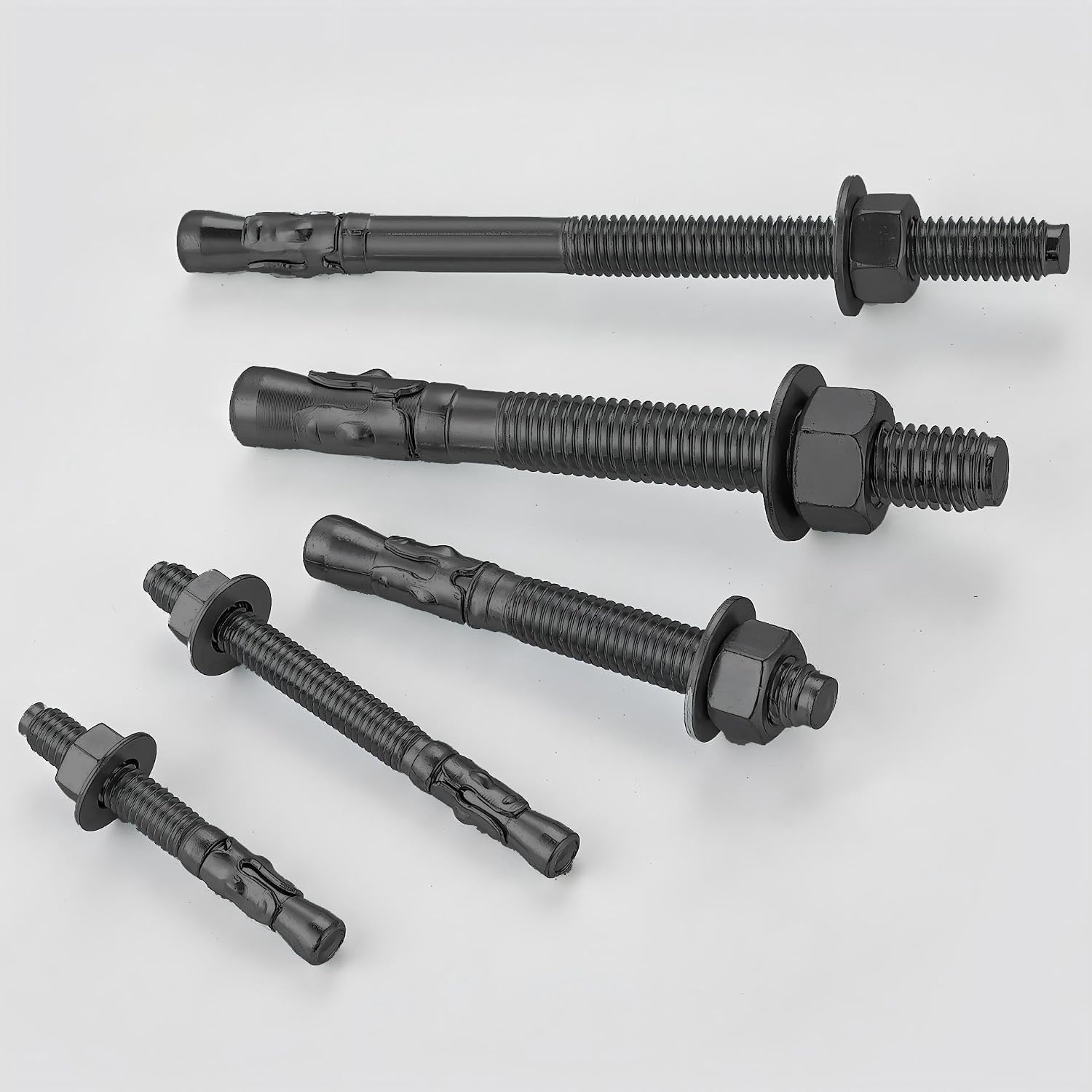 10Pcs 3/8x3 Inch Standard Fasteners for Heavy-Duty Black Wedge Anchors for Cement and Concrete