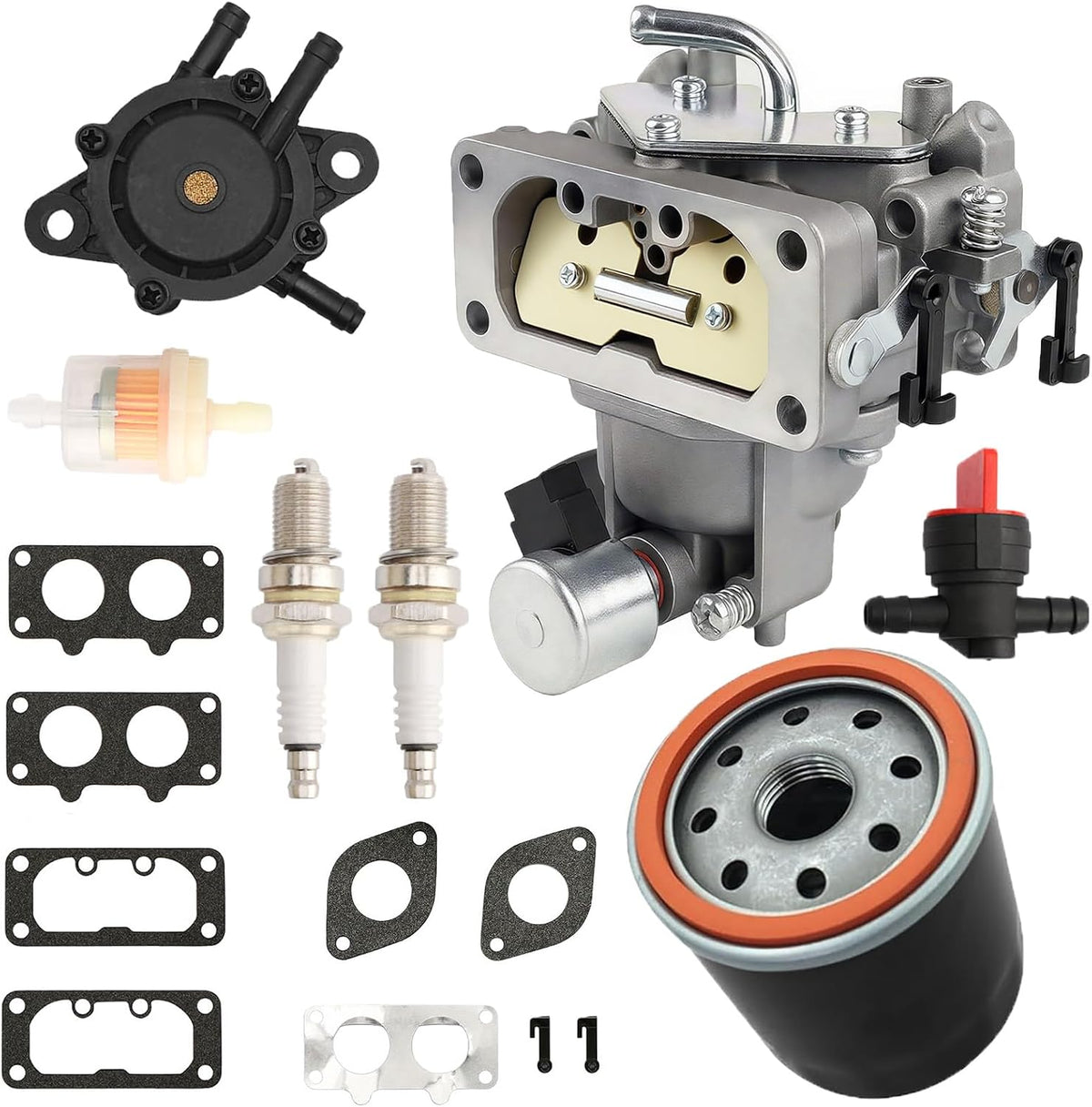 FH661V Carburetor Fit for Kawasaki FH641V, FH721V, FX850V, FH601V, FX801V with 49065-0724 Oil Filter&Fuel Pump, Compatible with 22 HP Engines, Replaces 15004-1010, 15004-7024, 15004-0757, 15004-1005