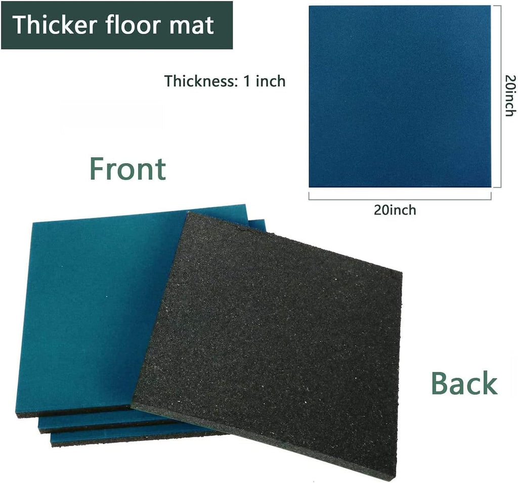 4 Pack Interlocking Tiles 20"x20"x1" Heavy Duty Rubber Tile Green Non-Slip Flooring Mat for Playground Park Gym