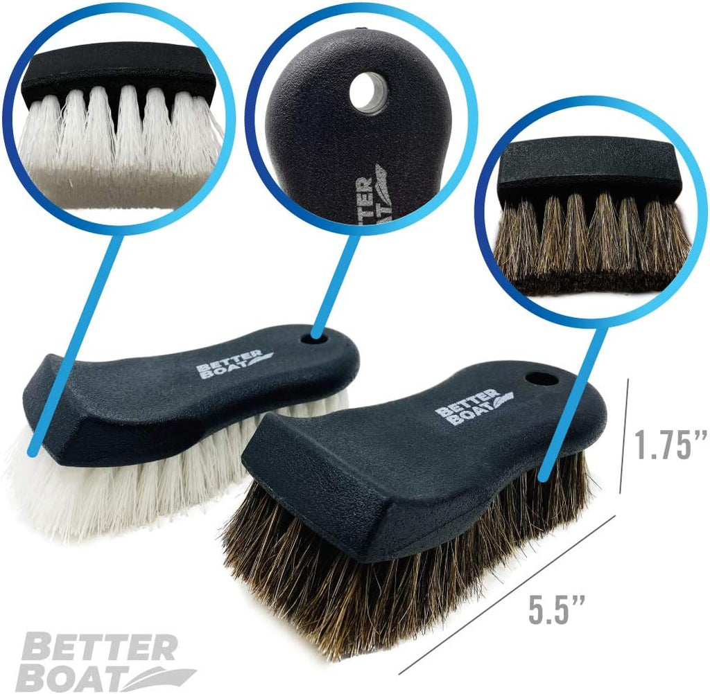 Upholstery Brush Set, Carpet and Car Cleaning Brushes, Horsehair Detailing | Brush for Upholstery Cleaner, Leather