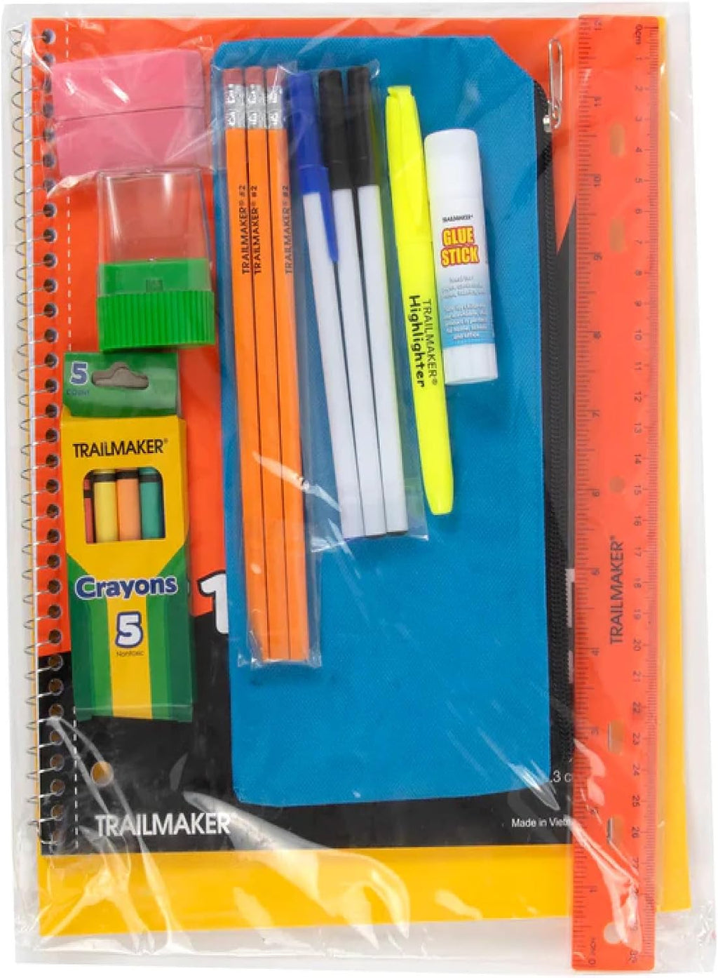 24 Pack Bulk Clear Backpack Heavy Duty with School Supplies, Side Pockets for Kids, Boys, Girls, School, Stadium
