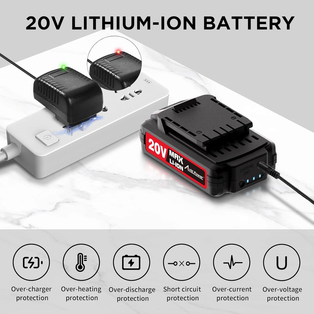 20V Cordless Drill Set for Home DIY & Beginner Projects - Lightweight Power Drill with Battery Charger & 22 Bits