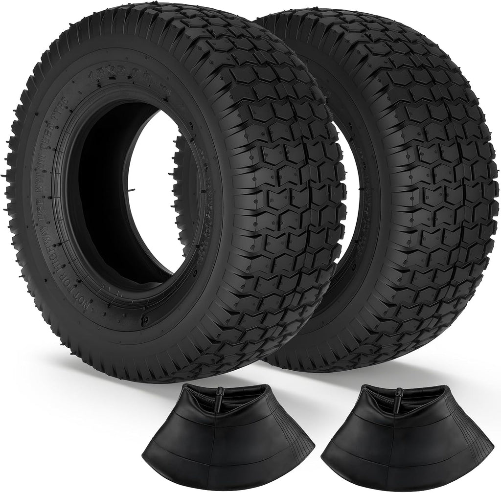 13x5.00-6 Tires and Inner Tube, 2 Pack 13x5.00-6 Tire Set Compatible with Riding Lawn Mower Tire, Hand Truck, Garden
