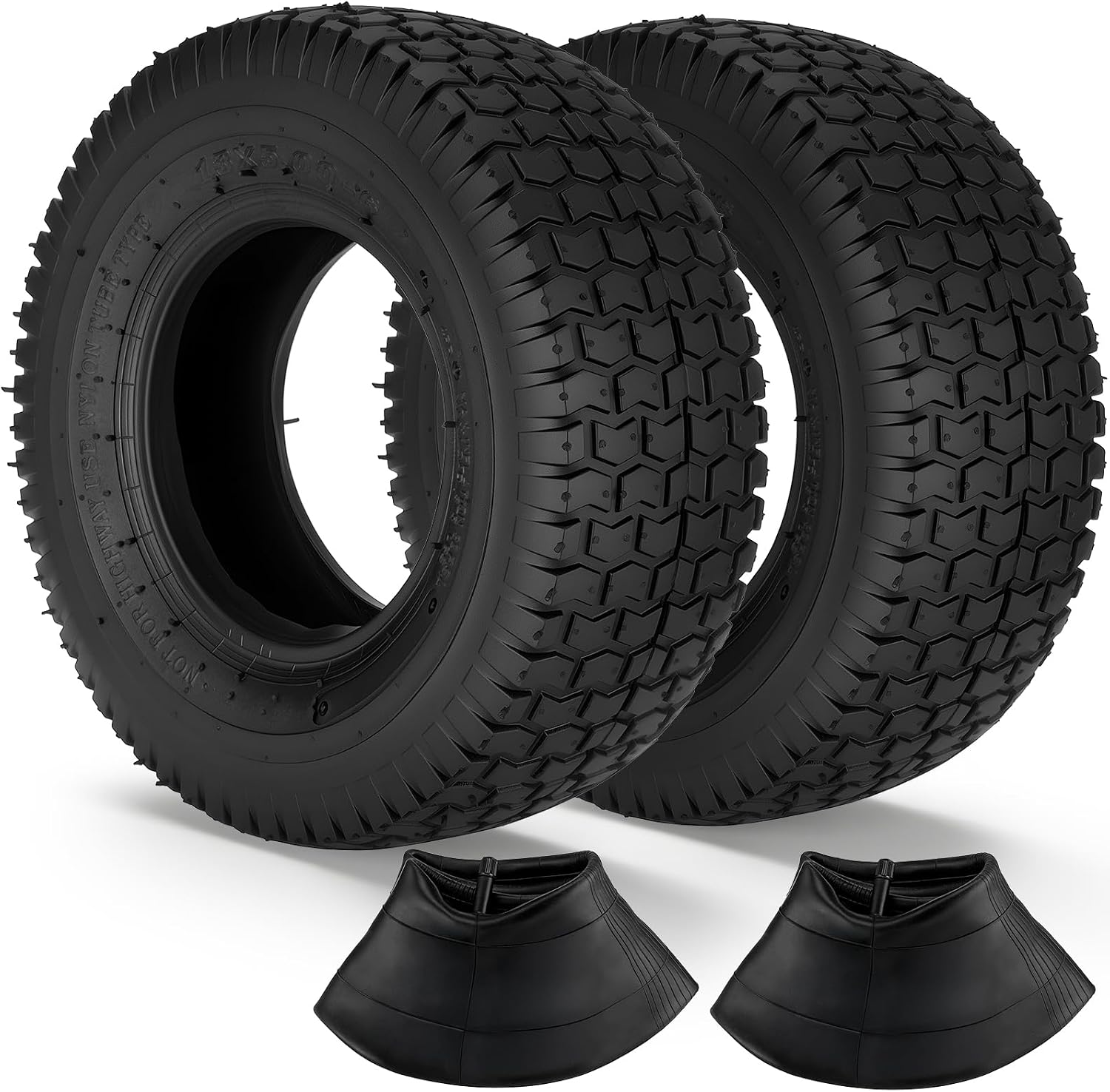 13x5.00-6 Tires and Inner Tube, 2 Pack 13x5.00-6 Tire Set Compatible with Riding Lawn Mower Tire, Hand Truck, Garden