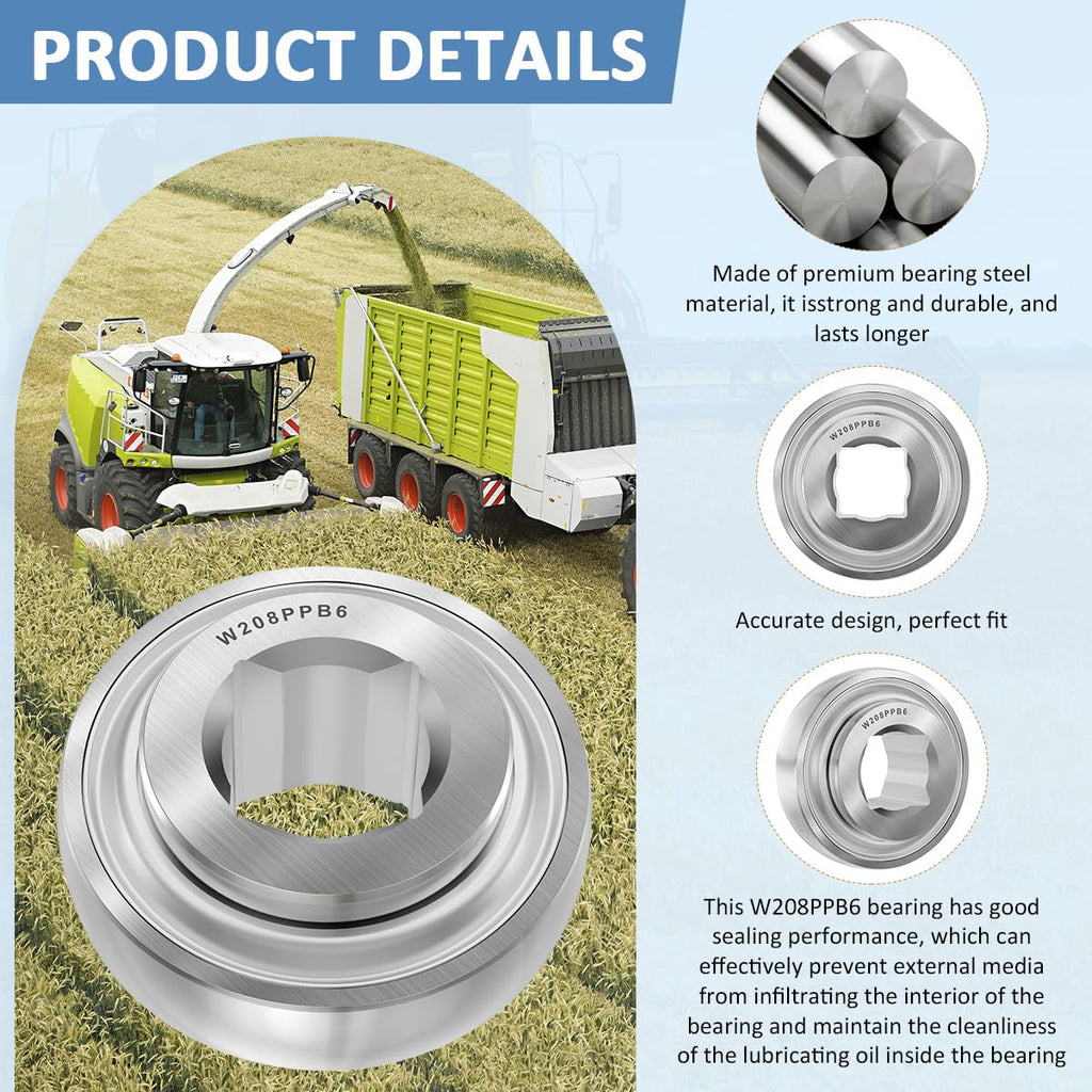 W208PPB6 Disc Harrow Bearing 1" Square Bore