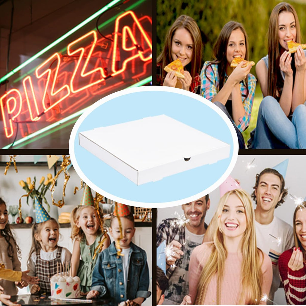 White Corrugated Cardboard Pizza Boxes 12x12x2 Inch 10 Pack