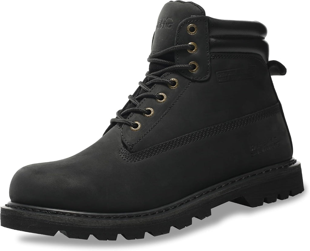 Steel Toe Work Boots for Men, 6-Inch Non Slip Comfortable Leather Waterproof Industrial Construction Safety Workboots