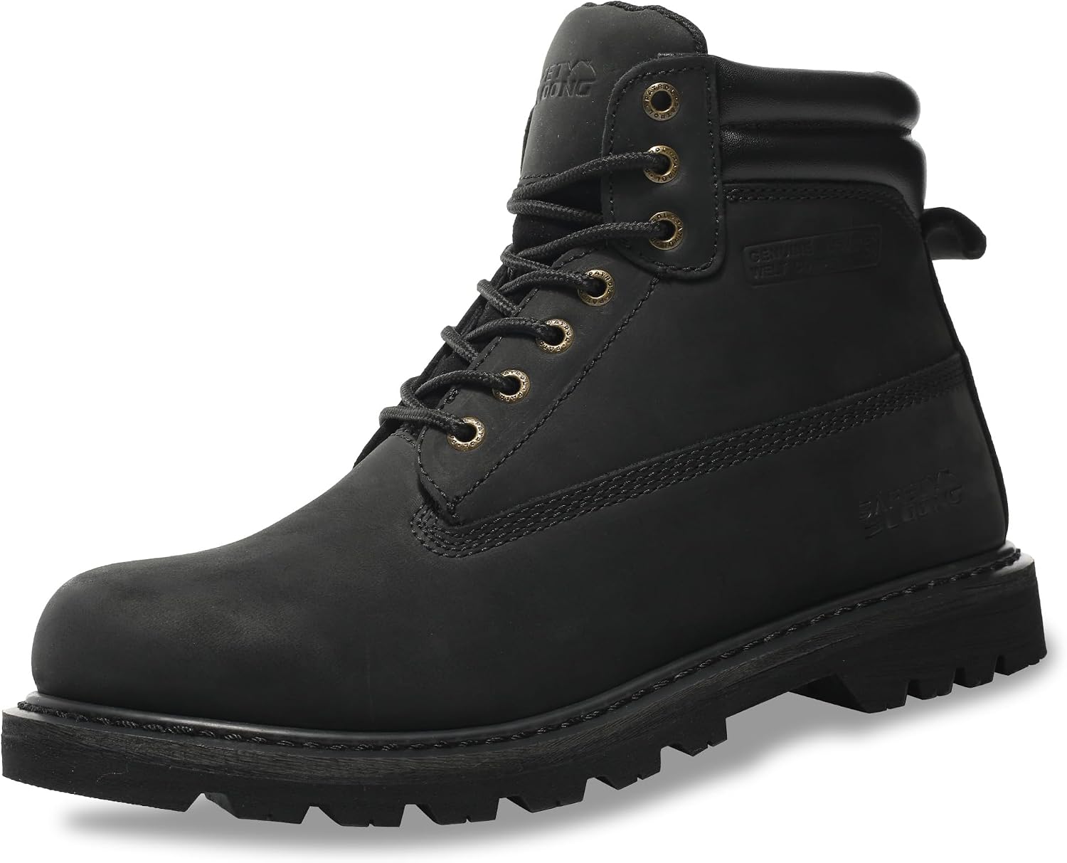 Steel Toe Work Boots for Men, 6-Inch Non Slip Comfortable Leather Waterproof Industrial Construction Safety Workboots