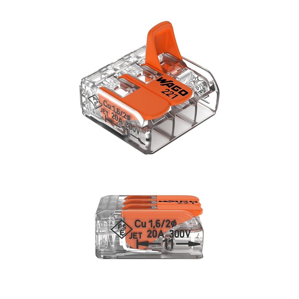 221-413 | WAGO Lever-Nuts Splicing Connector | for Solid and Stranded Conductors | 3-Conductor with Operating levers