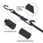 Cam Buckle Tie Down Straps with Hook 1" x 8' with Extra Soft Loops