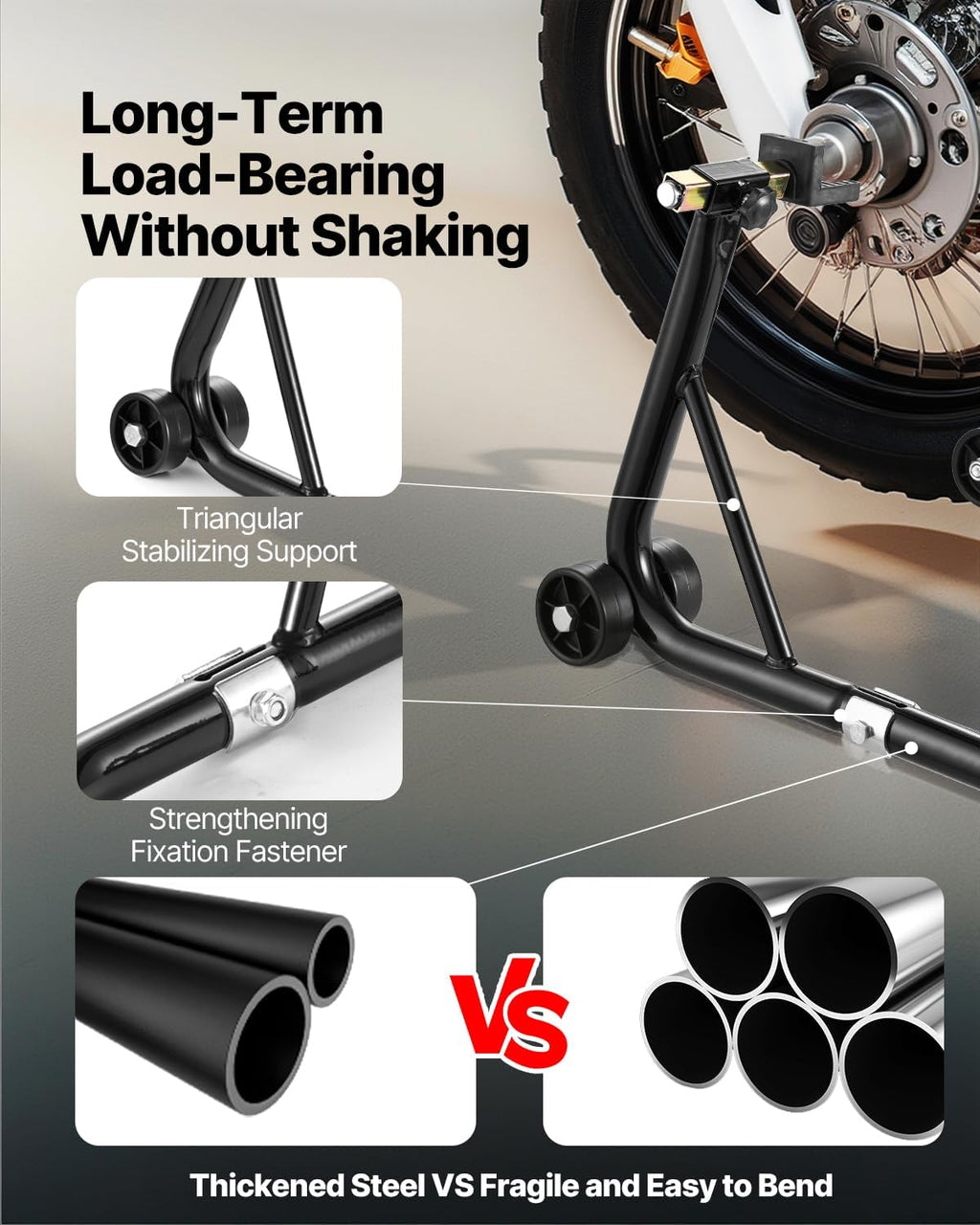 Motorcycle Stand Lift, 1100lbs Capacity Front Rear Combo Stand Lift, Front Wheel Dual-Fork Stands, Rear U+L Fork