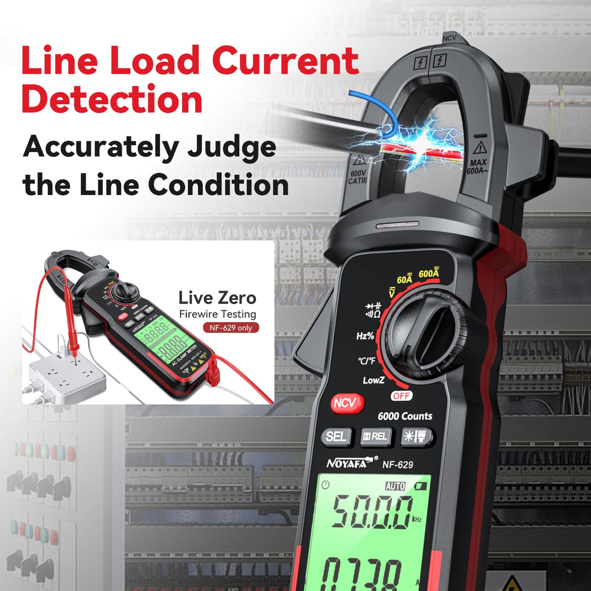 NOYAFA Digital Clamp Meter Multimeter 6000 Counts TRMS