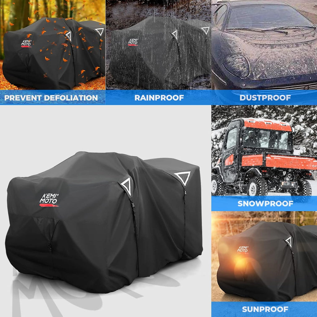 Universal 300D Trailerable ATV Cover, 4 Wheeler Cover 95'' X 50'' X 48'' | 3 Windproof Buckle Straps
