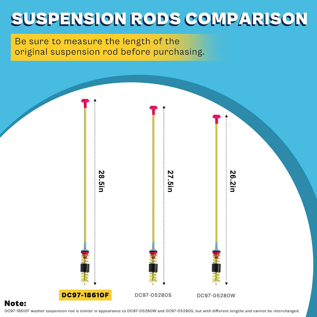 WA52J8700AP/A2 DC97-18610F DC97-18610A Suspension Rods Kit - Fit for Samsung WA52J8060AW/A2 WA52M7750AW/A4 WA54M8750AW WA52M8650AW WA52J8700AW WA50K8600AV WA50M7450AP Washer Suspension Rods
