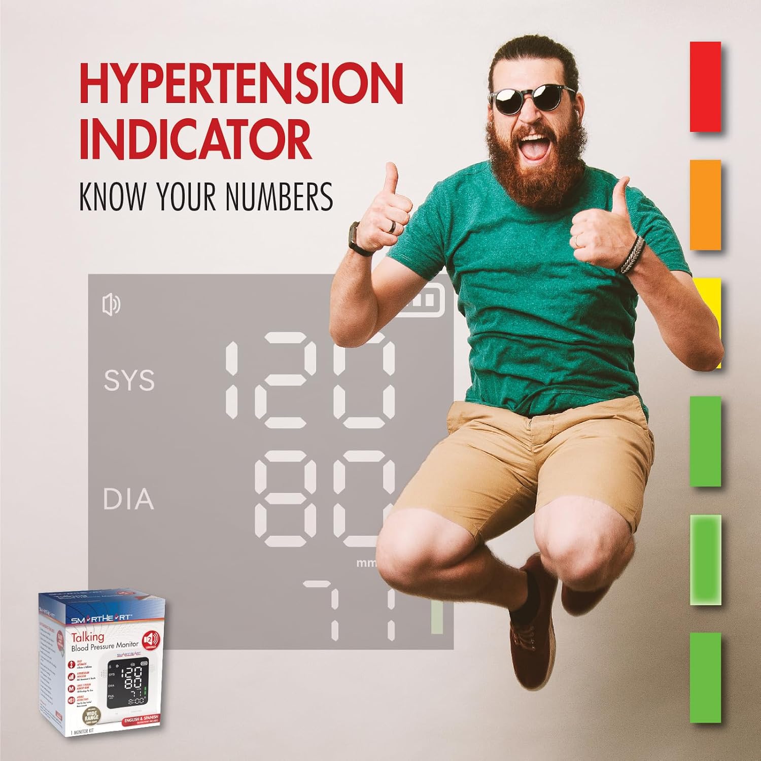 Blood Pressure Monitor | Wide-Range Upper Arm Cuff | Audible English Spanish Instructions and Results for Visually