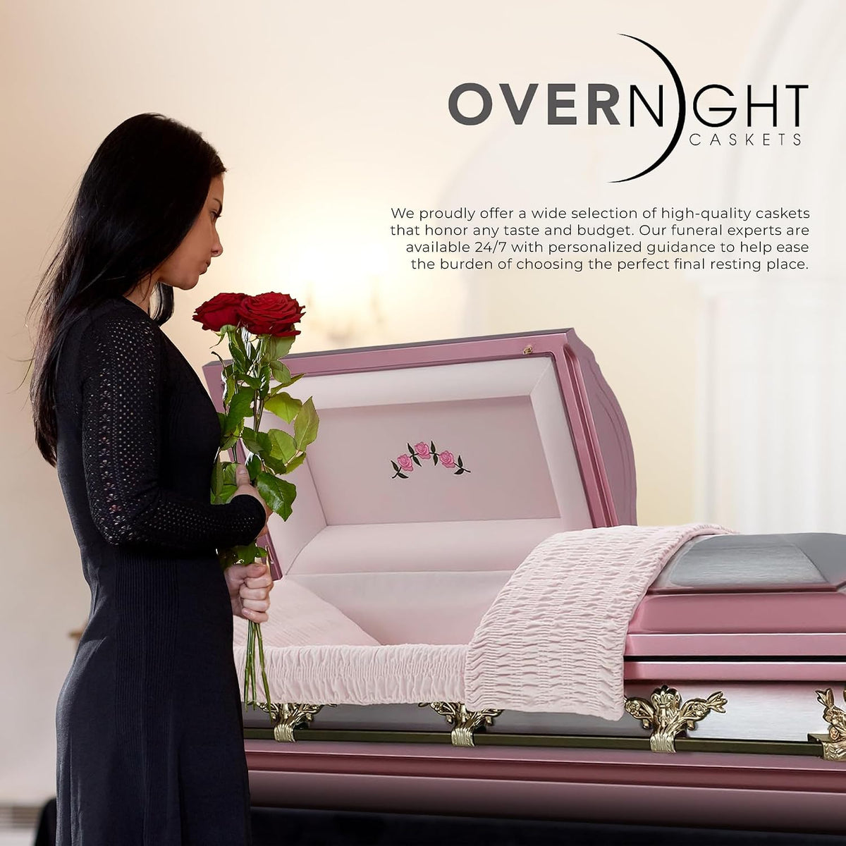 Lincoln Funeral Casket Lilac with Pink Velvet Interior