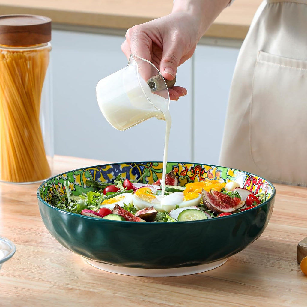 Large Serving Bowls,78 Oz Salad Bowls Set of 2, Green