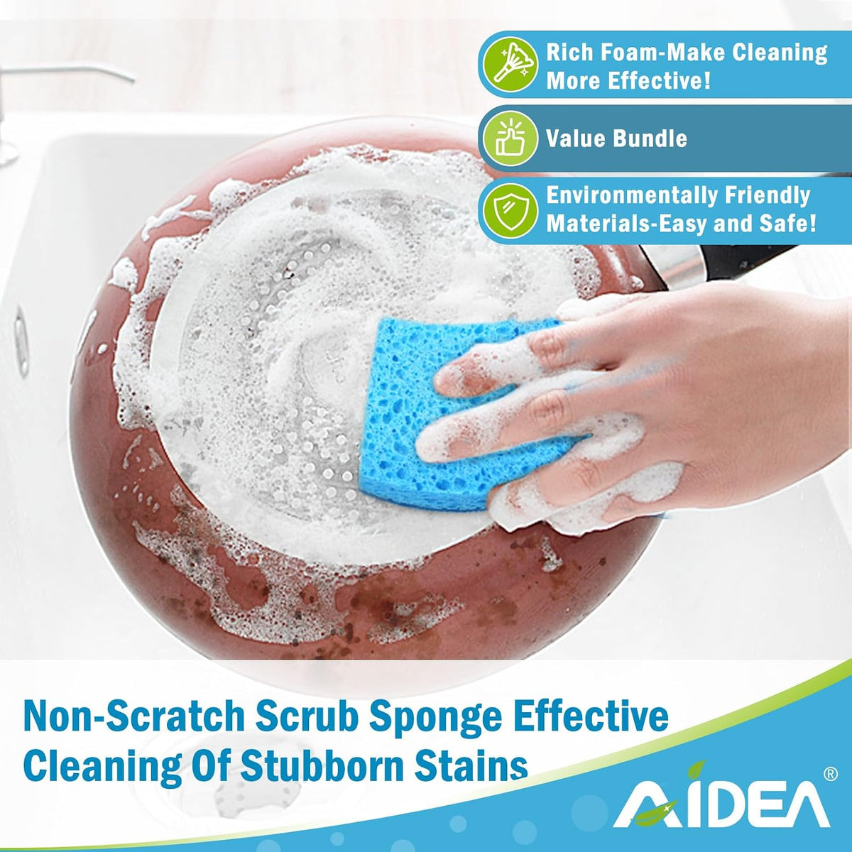 Non-Scratch Scrub Sponge-48Count, Sponges Kitchen, Sponges for Dishes