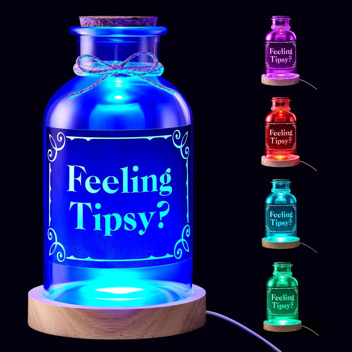 Light up Tip Jar for Money with Lid, Feeling Tipsy