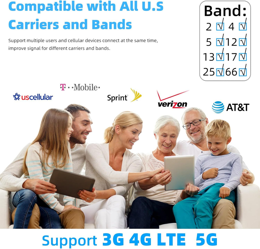 Cell Phone Booster for Home Up to 7000Sq. Ft,Cell Booster for Rural Area with 2 Indoor Antennas,Boosts 5G 4G LTE for