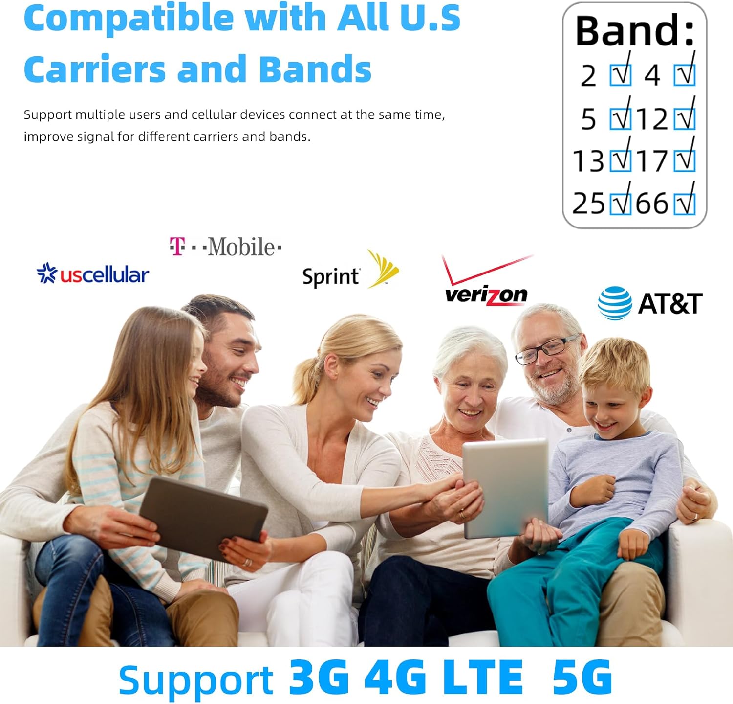 Cell Phone Booster for Home Up to 7000Sq. Ft,Cell Booster for Rural Area with 2 Indoor Antennas,Boosts 5G 4G LTE for